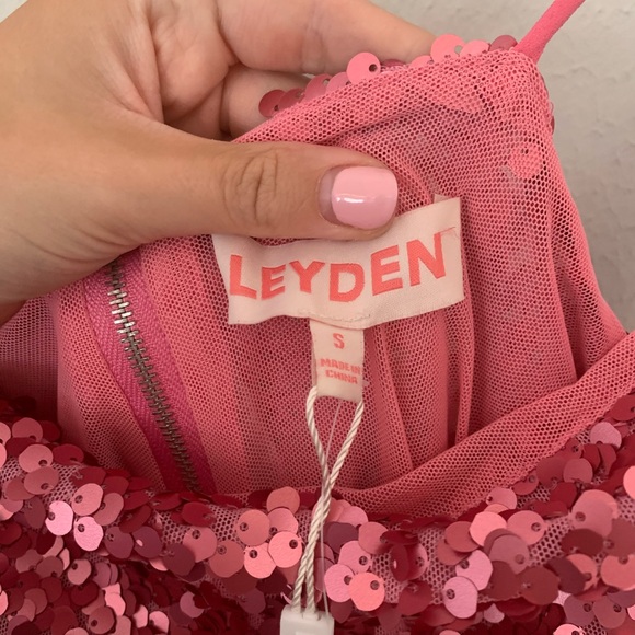 pink sequined dress with thin straps ; never worn - Picture 3 of 7